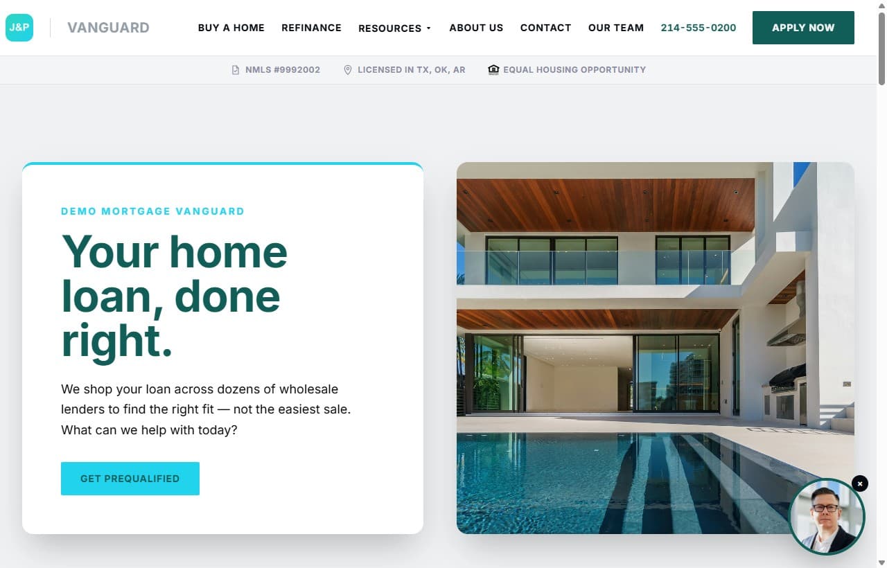 Vanguard Mortgage — Modern split template