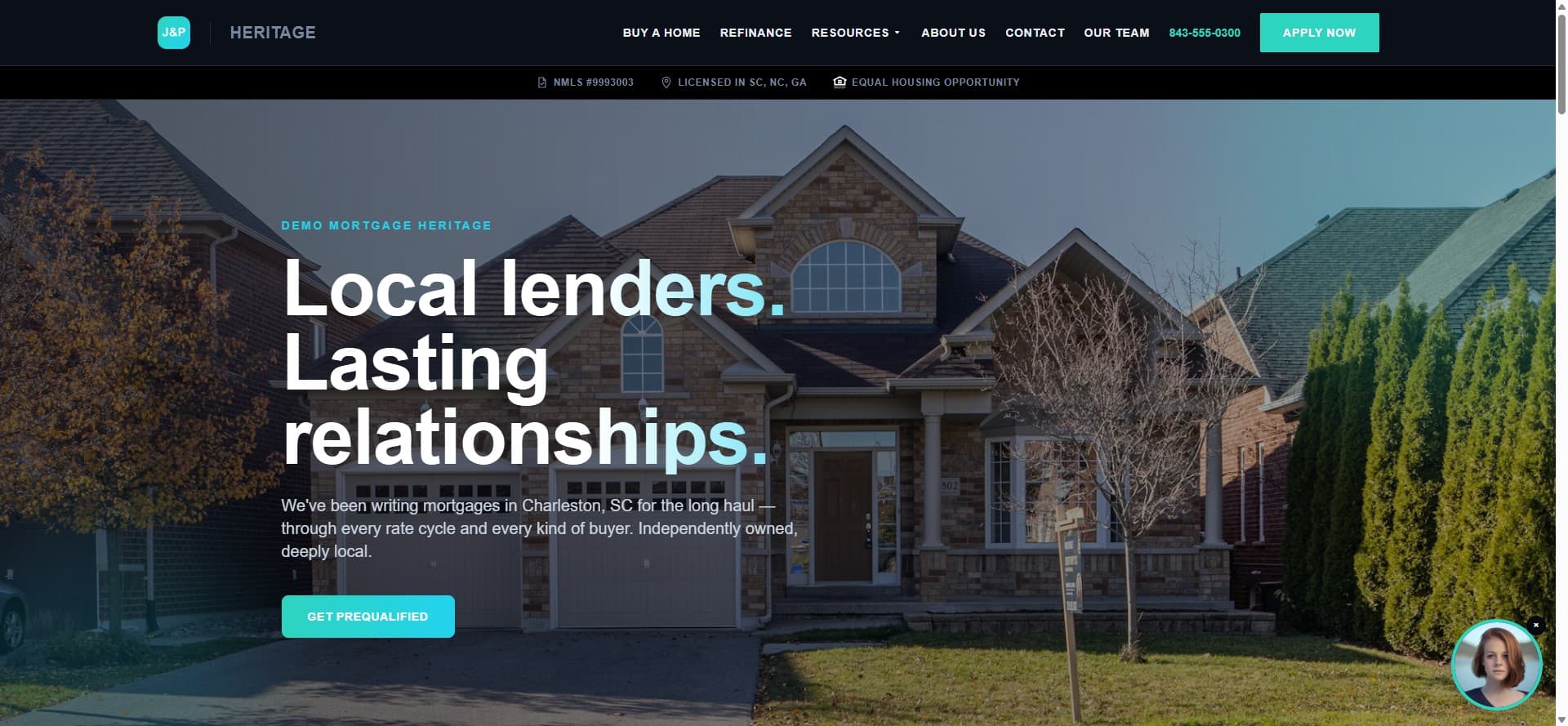 Heritage Mortgage — live site on BranchPage